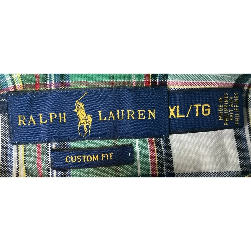 Polo Ralph Lauren 100% Cotton Green Plaid Button Down Shirt Men's XL‎